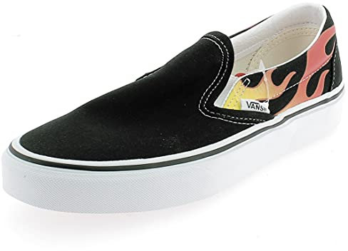 Vans Old Skool 7206 Chaussures de skate, motif flamme, noir/noir/blanc véritable, pointure femme et homme 42