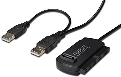 DIGITUS Câble Adaptateur USB 2.0 IDE & SATA, USB A vers IDE/SATA 40 pôles, jusqu'à 3 to HDD, jusqu'à 480 Mbps Noir
