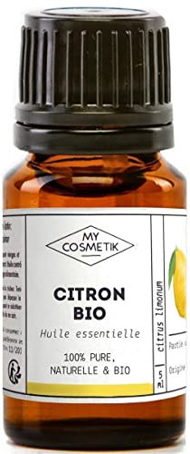 MY COSMETIK - Olio essenziale di limone biologico - Da agricoltura biologica - Chemiotipizzato HEBBD/HECT - 100% puro e naturale - Certificato ECOCERT - Prodotto in Francia - 10 ml