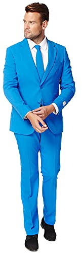 OppoSuits Men's Solid Color Suit, 40, Blue Steel