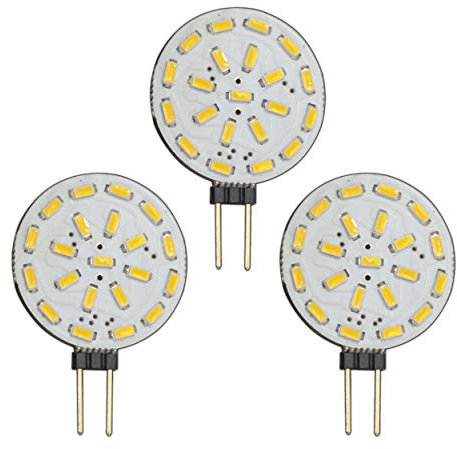 3x Stück - G4 LED dimmbar mit 1,4 Watt (21x SMDs) 12V AC/DC 120° Grad (rund) warmweiß Leuchtmittel G4 Lampensockel Spot Halogenersatz Lampe Dimmer