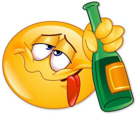 1 Smile-Aufkleber Drunk I 12,5 x 9 cm groß I Emoji Sticker betrunken besoffen blau I Bar-Aufkleber Theke Tresen Küche Alkohol wetterfest I kfz254
