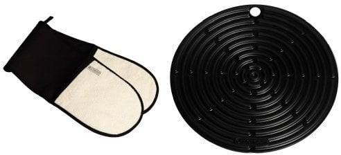 Le Creuset Textiles Double Oven Glove - Black with Matching Silicone Cool Tool