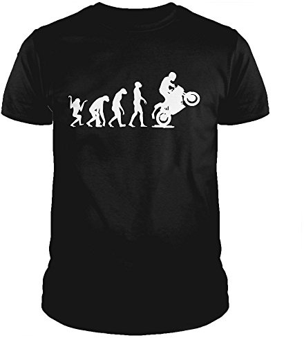 IDEAMAGLIETTA Maglietta Evoluzione Moto Uomo Rider t-Shirt Evolution Motorcycle Motocross Humor Divertente Vintage