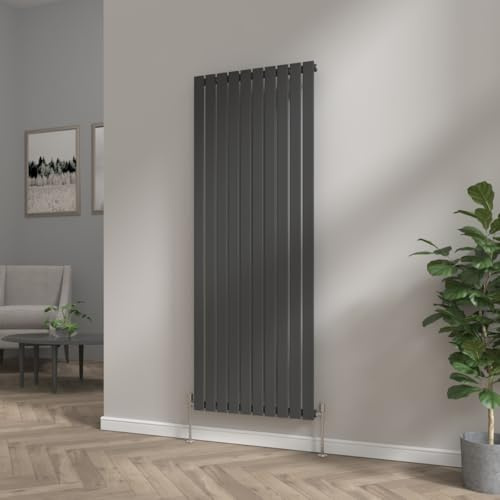 NRG 1800x680 Vertical Column Designer Radiator Black Single Flat Panel | Tall Upright Central Heating Rad, Vertical Radiator, Mild Steel, Modern Radiator, Wall Mounted, for Bathroom, Kitchen