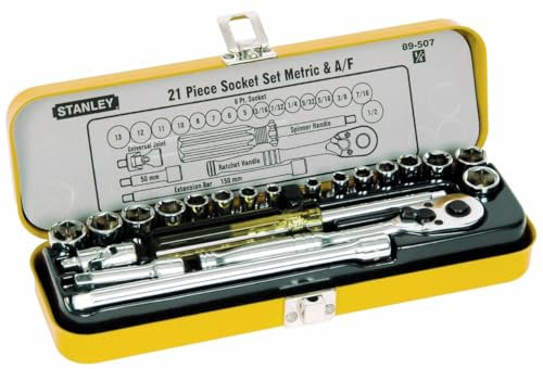 Stanley 1/4-Inch Drive Metric and A/F Socket 21-Pieces Set