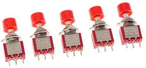 perfk MINI Schalter Druckschalter Druck Button für Modelleisenbahn, Auto Armaturenbrett, Rot