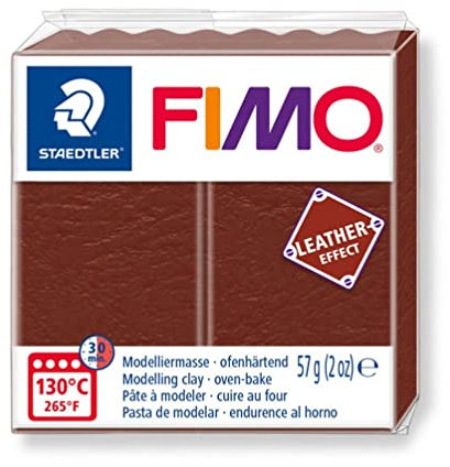 Staedtler 8010-779 Fimo Leather-Effect ofenhärtende Modelliermasse (für kreative Objekte im Leder-Look, lederähnliche Optik und Haptik) Farbe nuss