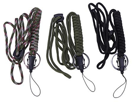 LIOOBO 3 Pcs Paracord Ausweis Lanyard Schlüsselbund Halskette Schnur Handschlaufe Fallschirm Seil Handy Lanyard