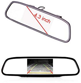 kalakus 4.3 Zoll Bildschirm Rückspiegel Auto Rückfahrkamera Monitor Auto Rückfahrmonitor, Universal DVD Player für die Meisten Fahrzeuge, Schwarz LCD-Display (4.3 inch Mirror)