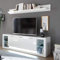 Lomadox TV-Lowboard & Wandboard Set, Modernes Design, Hochglanz weiß, inkl. LED-Beleuchtung, B/H/T: 198/163/43cm