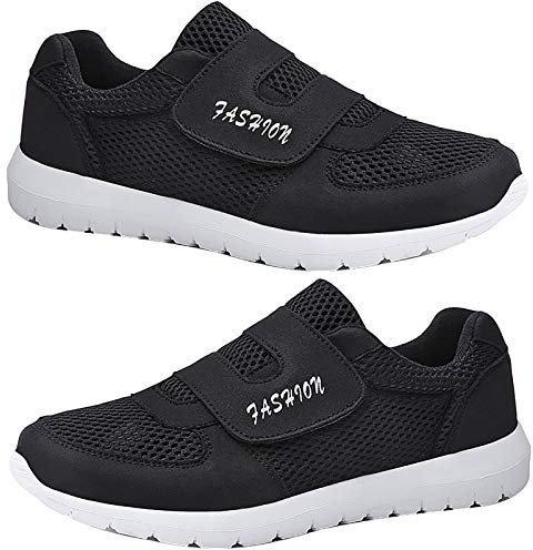 Porfeet Hommes Baskets, Hommes Maille Respirant sans Lacet Baskets Antidérapantes Course à Pied Chaussures De Plein Air Noir 41