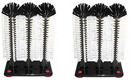 Gläserspülbürste - Spülbürste mit 3 Abschraubbaren Perlonbürsten, 4 Saugnäpfe, 24 cm Höhe, Ø 6 cm pro Einzelbürste, für Gewerbliche und Private Nutzung