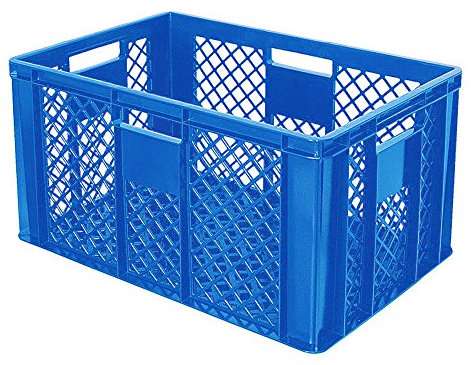 BRB 54 Stück Eurobehälter/Bäckerkiste durchbrochen, LxBxH 600x400x320 mm, PE-HD, lebensmittelecht, blau, Palettenware