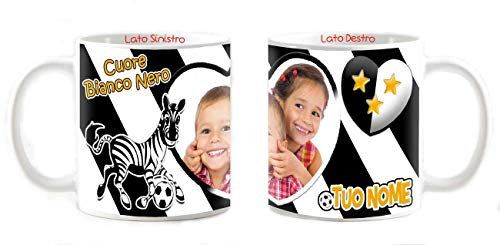 csm informatica Tazza Mug Gadget Compatibile per Tifosi bianconeri Personalizzabile foto/logo Cuore Bianconero CSM07209007