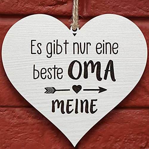 Glitzkind Holz Deko-Herz Geschenk für Oma Großeltern zum Muttertag Geburtstag Weihnachten | Blechschilder Retro Vintage mit Spruch personalisiert | Geschenkideen Geburtstagsgeschenk…