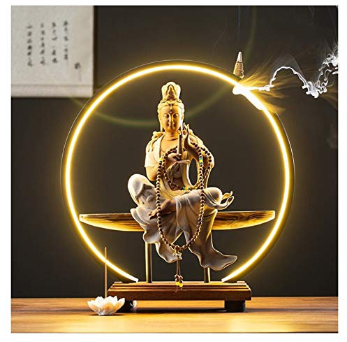 Räucherstäbchen Halter Rückstau Räuchergefäss Lampe Kreis Neue chinesische Buddha Statue Zen Räuchergefäss Ornaments Keramik Räucherstäbchenhalter Hauptdekorationen Räuchergefäss Räucherstäbchenhalter