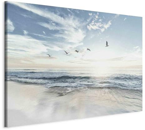 murando - Quadro Paesaggio 90x60 cm 1 Pezzo Stampa su Tela in TNT Tessuta XXL Quadri Moderni Murale Arte Moderno Grafica Decorazioni Parete Pittura Immagini Decori Spiaggia Mare Uccelli c-B-0667-b-a