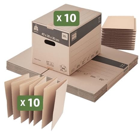 Box and Beyond Umzugskartons für 12 Teller und Rahmen, 10 Stück