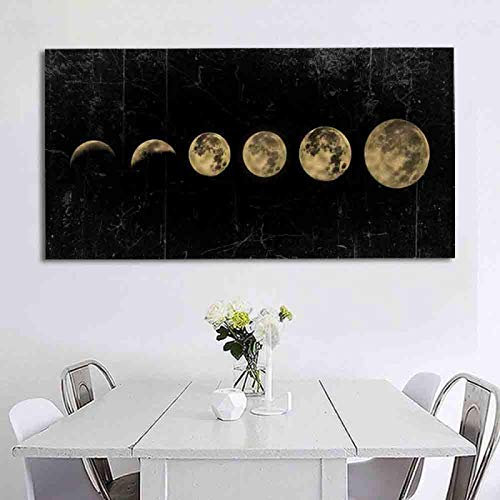 Dittelle Eclipse of the Moon Wall Art Picture Minimalist Canvas Poster Print Universe Long Banner Art Painting Home Decor Canvas 60x120cm Frameless