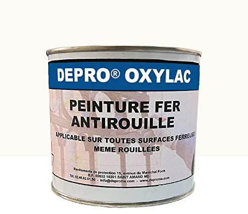 DEPROMA OXYLAC Peinture antirouille pour métal neuf et rouillé - 500GR (BLANC)