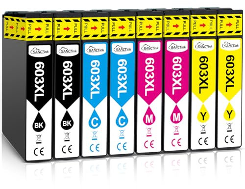 603XL 603 Druckerpatronen kompatibel mit Epson WF-2810 XP-2100-3100 XP-3100 XP-3105 XP-2105 XP-4100 XP-4105 WF-2850 WF-2850 10 WF-2835 WF-2830 Drucker, 603XL 8 Stück