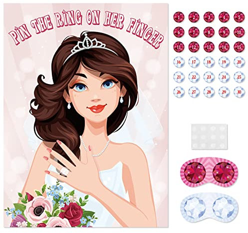 NEBURORA Pin The Ring On The Bride, Hen Party Bachelorette Bridal Shower Girls Night Game Bride To Be Pin Game Party Supplies