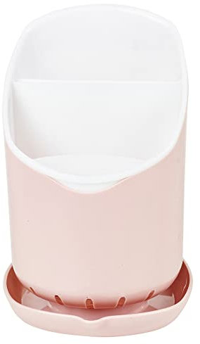 URBNLIVING Home Kitchen Cutlery Utensil Holder Sinkware Caddy Flatware Organiser Drainer Knives Forks Spoons Draining Tray (Pink)