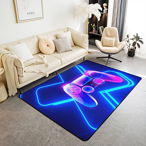Loussiesd Gamer Wohnzimmerteppich 100x150cm Abstrakte Gamepad Wohnzimmer Teppiche für Schlafzimmer Home Dekorative Moderne Spielkonsole Controller Teppich Ultra Weiche rutschfeste Innenbodenmatte