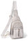 SUOSDEY Crossbody Tasche für Damen, Mode Sling bag, Leder Brusttasche Backpack Schultertaschen mit verstellbaren Riemen weiß-grau