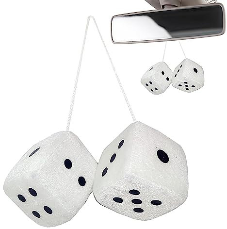 Fuzzy Dice für Auto, Zubehör für Rückspiegel, Plüsch, kleine dekorative Perlen, Dekoration und Streuung für Limousine, LKW, Innendekoration für SUV.