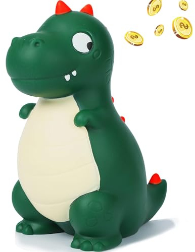 Dinosaur Piggy Bank, Piggy Banks For Kids, Cartoon Green Dinosaur Children'S Piggy Bank, Fall Proof, Unique, Children'S Lovely Toysbirthday Gifts (Dark green)