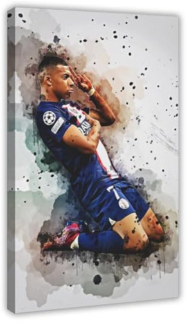 Kylian Mbappe – Poster sur toile pour chambre à coucher, bureau, chambre, cadeau, 40 x 60 cm