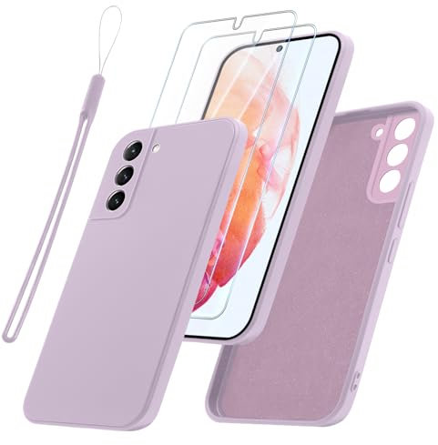 Vauki Coque pour Samsung Galaxy S21 5G avec 2 Pièces Verre Trempé, Etui Souple TPU Silicone Antichoc Anti-Rayures Ultra Fine Housse Compatible avec Samsung Galaxy S21 5G, Violet