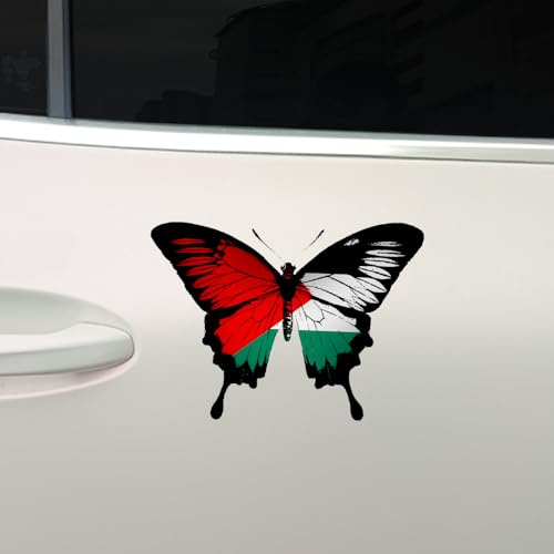 Leniutor Lot de 2 autocollants double face imperméables avec drapeau de la Palestine pour fenêtre de voiture (papillon)