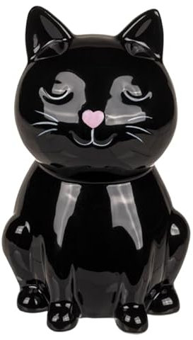BLUECHOLON Keramik-Spardose mit Katze-Motiv, Schwarz, Erwachsene, Geschenkliebhaber, Modern-Fans