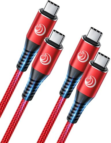 USB C to USB C Cable 2M 2Pack 100W 5A Type C to Type C Cable C Charger Cable Fast Charge for iPhone 15 Pro Max Plus iPad Pro/Air Samsung Galaxy S24/S23/S22/S21 Ultra Pixel 8/7 Switch, XPS
