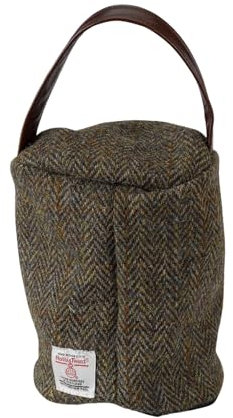 Classic Home Store Harris Tweed Doorstop Cover Pure New Wool Door Stopper Outer Leather Handle (Lomond Herringbone)