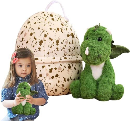 EHOTER Dinosaurier Ei Plüschtier Dino Kuscheltier im Ei Stofftier Niedlich Dino Plush Spielzeug Dinos Plüsch Eierkissen Baby Jungen Mädchen Damen Plüschpuppe Wohndekoration (23cm)