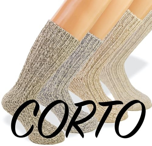 PASINI FASHION 2 Paar schwere Herrensocken aus Wolle – Polo-Kollektion – extra warm und dynamisch – aus buntem Mouline-Garn, Creme Grau, 27-30