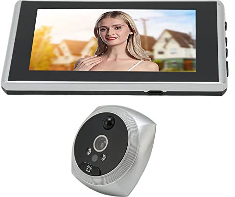 Dpofirs Caméra Judas pour Porte D'appartement avec écran de 4,5 Pouces, Caméra Judas 1080P, Vision Nocturne, Détection du Corps Humain, Sonnette Numérique Intelligente (Silver)