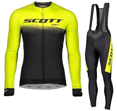 Abbigliamento Ciclismo Uomo Invernale Completo Abbigliamento Ciclismo Bici Pile Maglia Tuta Bicicletta +Pantaloni Imbottiti Con 3D Gel pad Traspirante Sportivo (Giallo, M)…