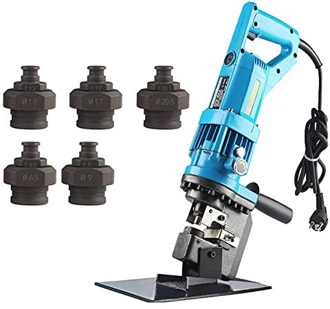 GLJTUO Elektrischer Hydraulischer Locher, 900 W, Hydraulische Lochstanze, 10 Tonnen, Metalllochstanzwerkzeug Für Eisen, Kupfer, Aluminium, Platten, Winkelstahl Mit 5 Matrizen, Φ1,