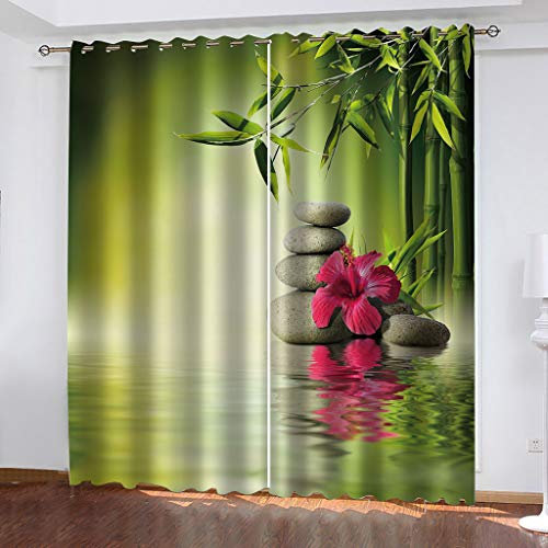FYRHLH Schiebevorhänge Orchidee Vorhang Blickdicht Schlafzimmer Kinderzimmer Verdunkelungsvorhang Thermo Vorhänge Ösenvorhang 2 Stücke Größe:B336 x H229cm