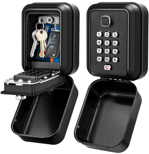 ENONEO Grande Caja de Seguridad para Llaves con Codigo, Exterior Impermeable Caja Guarda Llaves Pared Caja Llaves Combinacion Interior Caja Fuerte para Llave para Hogar Garaje Fábrica Escuela