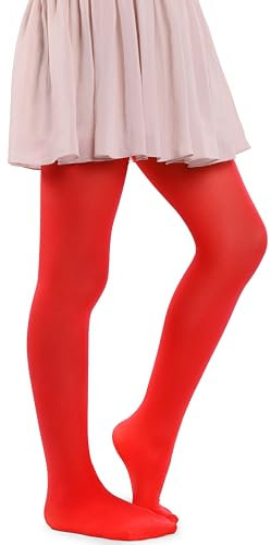MANA MANA Collant Bambina Solido – Calzini Coprenti Carini per Bambini per Scuola, Danza, Balletto – Morbidi ed Eleganti, 40 DEN, Made in Italy, Rosso, 122/128 cm