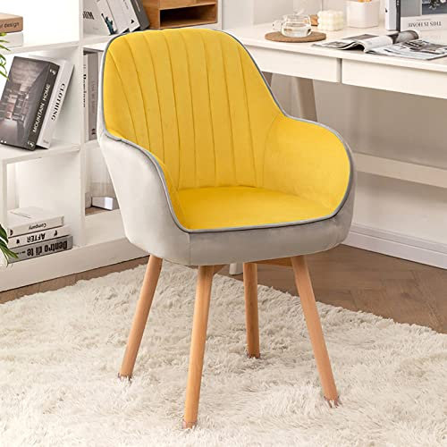 Mid Century Stil Samt Drehsessel für modernes Wohnzimmer Bequemer Holz Esszimmerstuhl für Schminktisch Schreibtisch