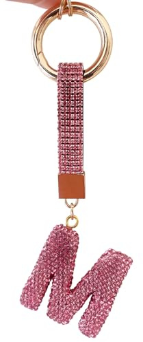 ZVRSUA Portachiavi con lettera per donne e ragazze, portachiavi rosa, portachiavi Gliter, accessori per chiavi/chiavi auto, zaini e borse, regali da donna