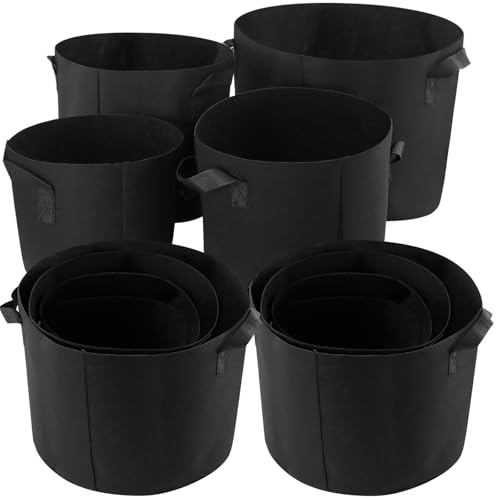 12 Macetas de Tela no Tejida, 37 l, 27 l, 20 l, 11 l, Bolsas para Plantas | CHUIFAI, Transpirable, Con Asas, 4 Tamaños, Para Cultivo de Patatas y Tomates, Uso en Jardín y Balcón, Resistente y Reutiliza