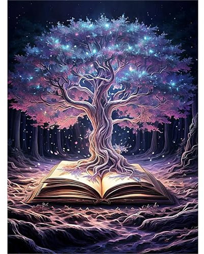 HEIBAGO Livre Arbre De Vie Peinture par Numéros pour Adulte, Paysage Kit de Peinture à l'huile sur Toile Bricolage, Peinture à l'huile avec Pinceaux pour la Décoration d'intérieur,30X40cm